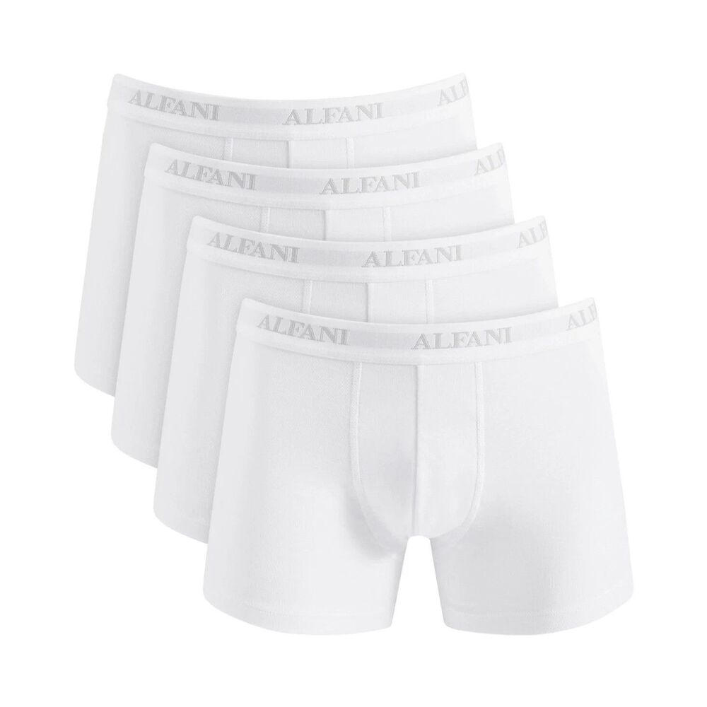 ALFANI Boxer Briefs Mens Small Solid White 4-Pack 100% Cotton Trunk Tagless Logo